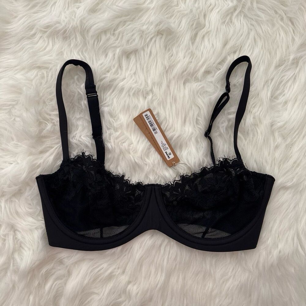 Skims Femme Lace Balconette Bra Onyx Size 34D